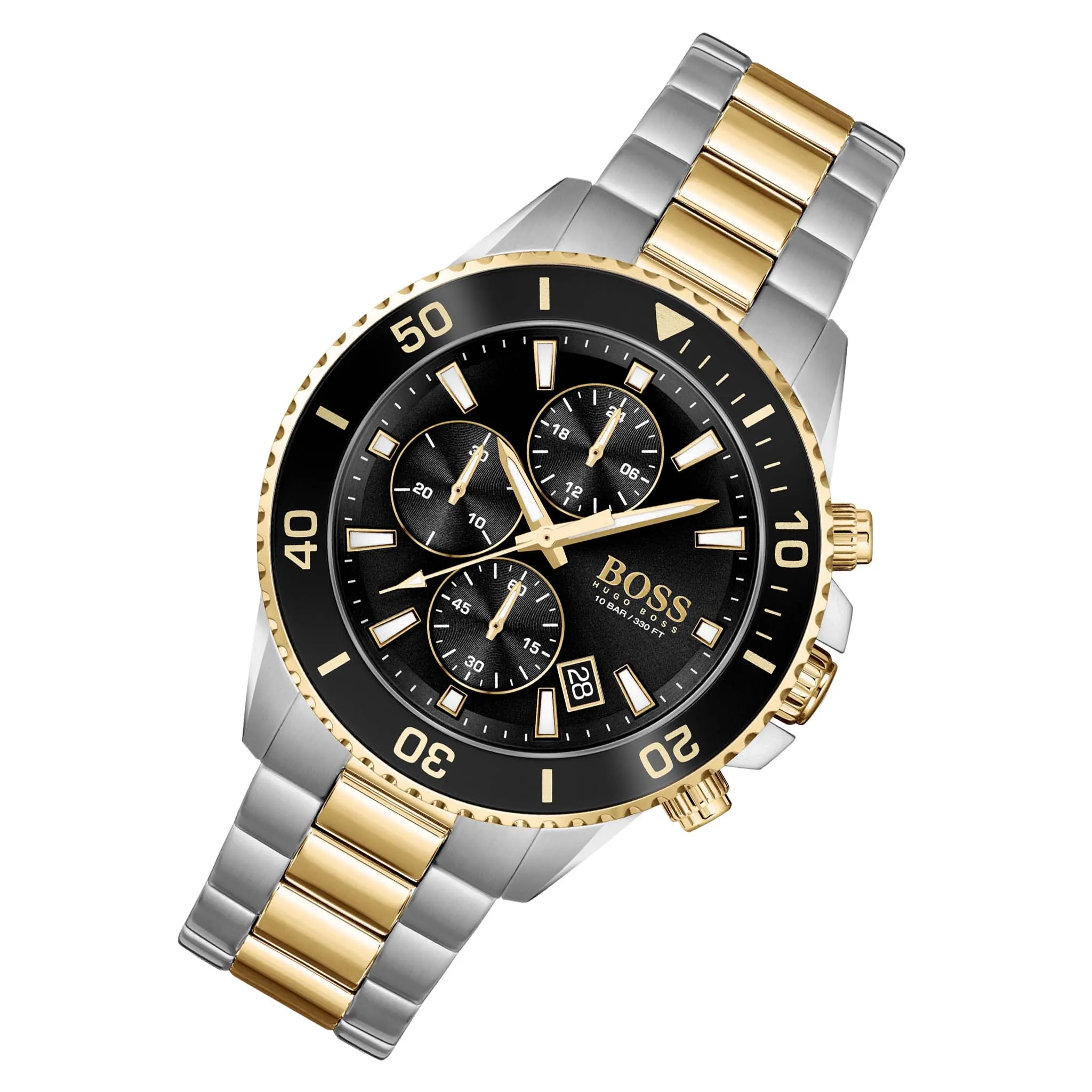Hugo Boss Two-Tone Black Dial Steel Men's Chronograph Watch - 1513908