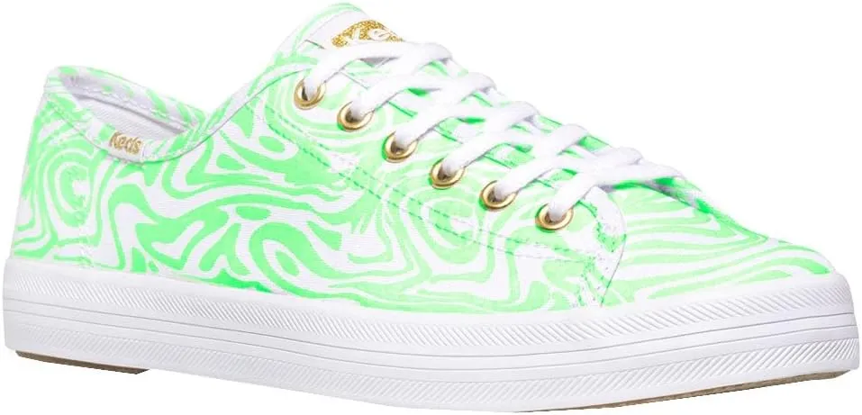 Keds Womens Kickstart Glow-in-The-Dark Sneakers Shoes Casual - Green, White