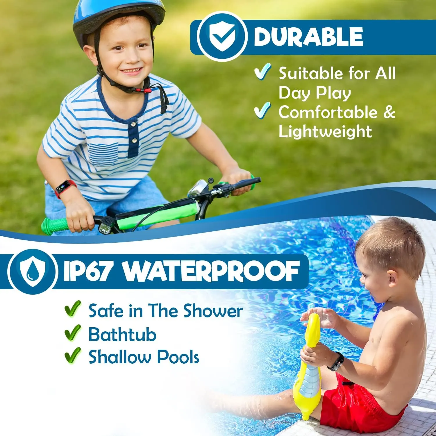 Kids Fitness Tracker: Waterproof, Heart Rate & Sleep Monitor, Ages 5-16