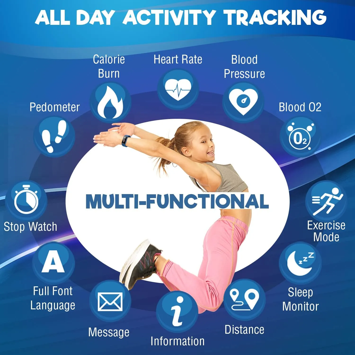 Kids Fitness Tracker: Waterproof, Heart Rate & Sleep Monitor, Ages 5-16