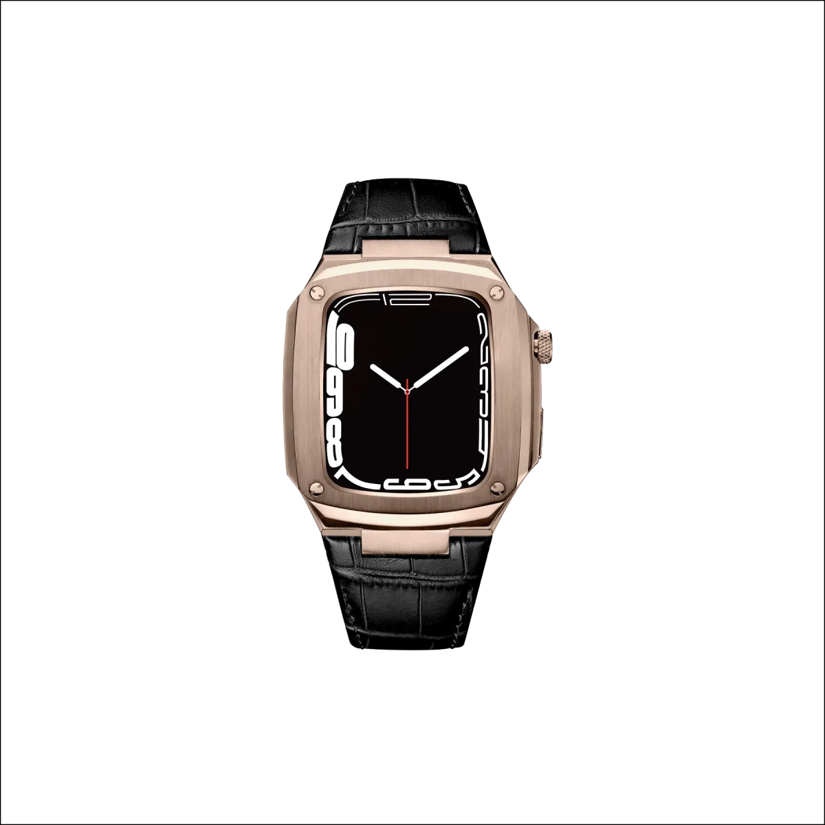 Leather Presidential Apple Watch Case | Rose Gold   Black Band