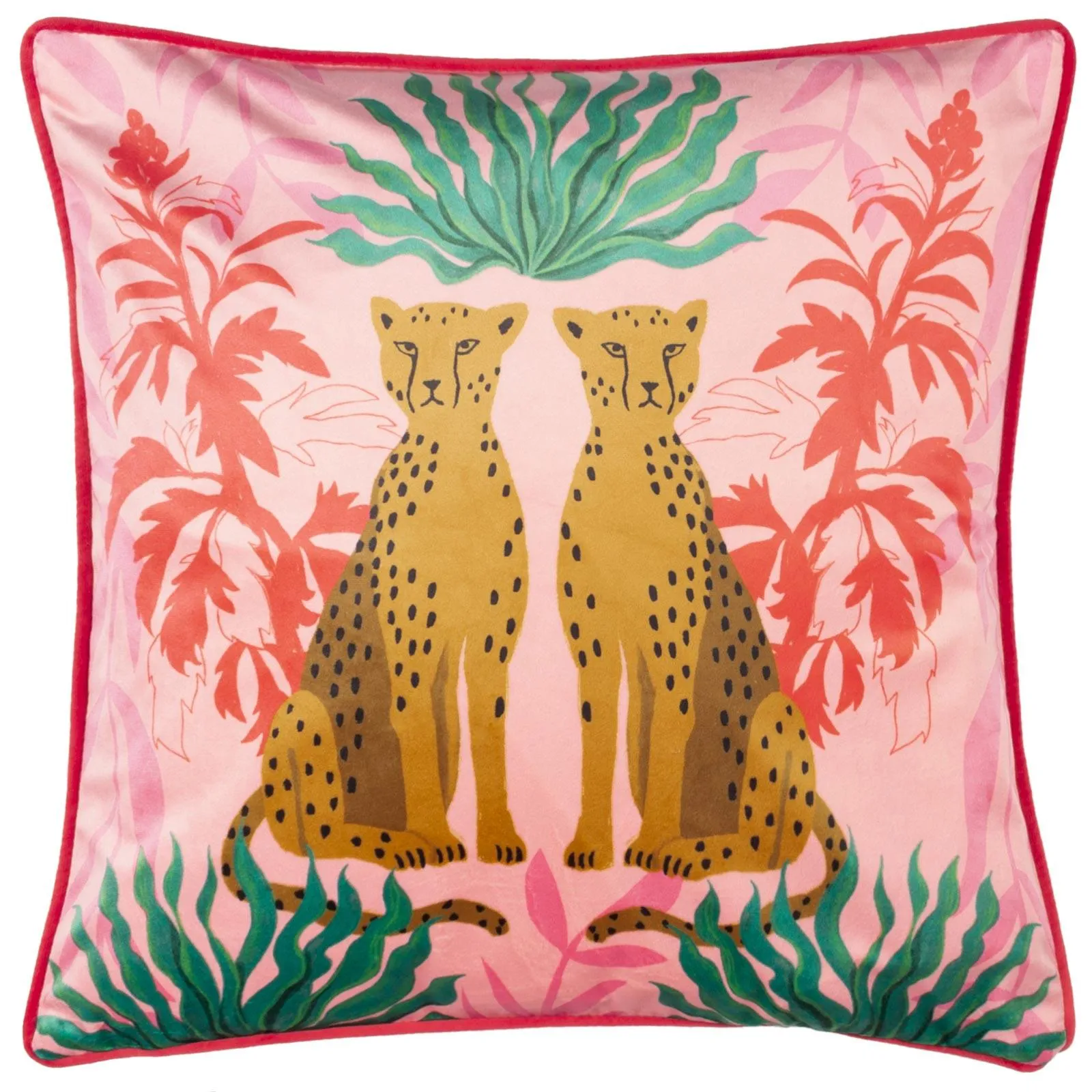 Leopards Illustrated Velvet Cushion Cover 17" x 17"