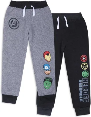 Marvel Avengers Hulk, Captain America and Iron Man Boys 2 Pack Pants for Toddler and Little Kids