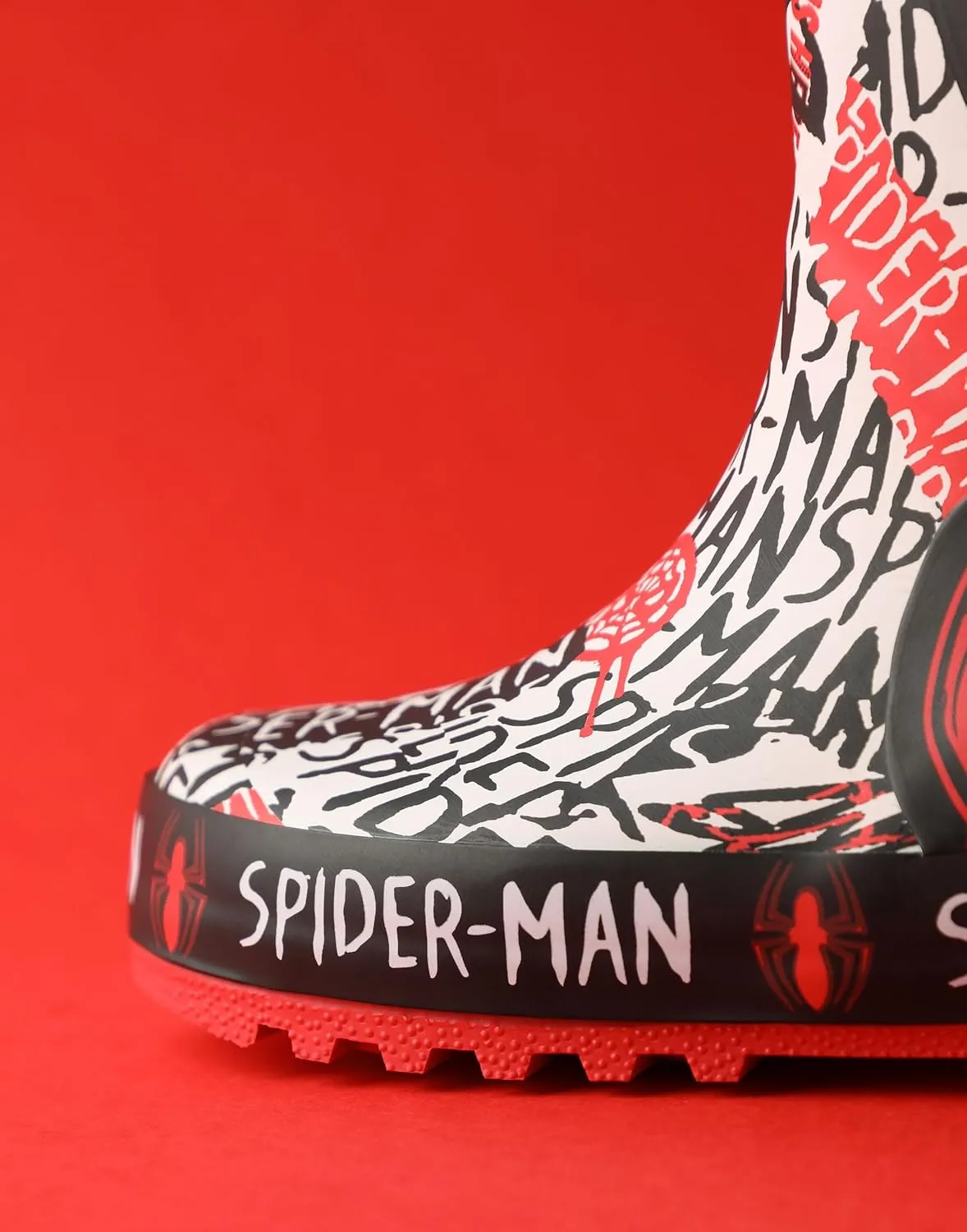 Marvel Spiderman Boys Red Wellys | Character Spiderman Kids Shoes Comics Superhero Rain Boots | Children's Waterproof Wellington Boots