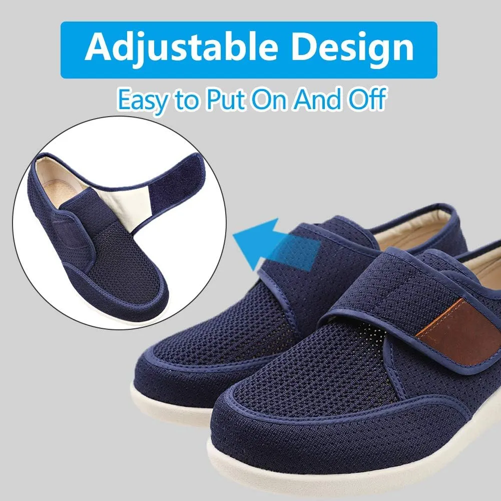 MEJORMEN Men's Edema Diabetic Shoes Adjustable Wide Width Outdoor Walking Sneakers Orthopedic Lightweight Comfy Casual Slippers for Elderly Swollen Feet Arthritis Recovery