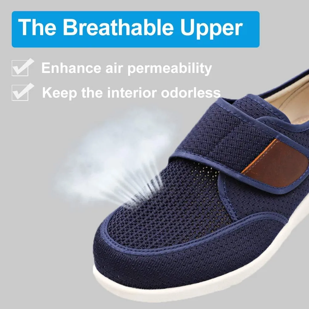 MEJORMEN Men's Edema Diabetic Shoes Adjustable Wide Width Outdoor Walking Sneakers Orthopedic Lightweight Comfy Casual Slippers for Elderly Swollen Feet Arthritis Recovery