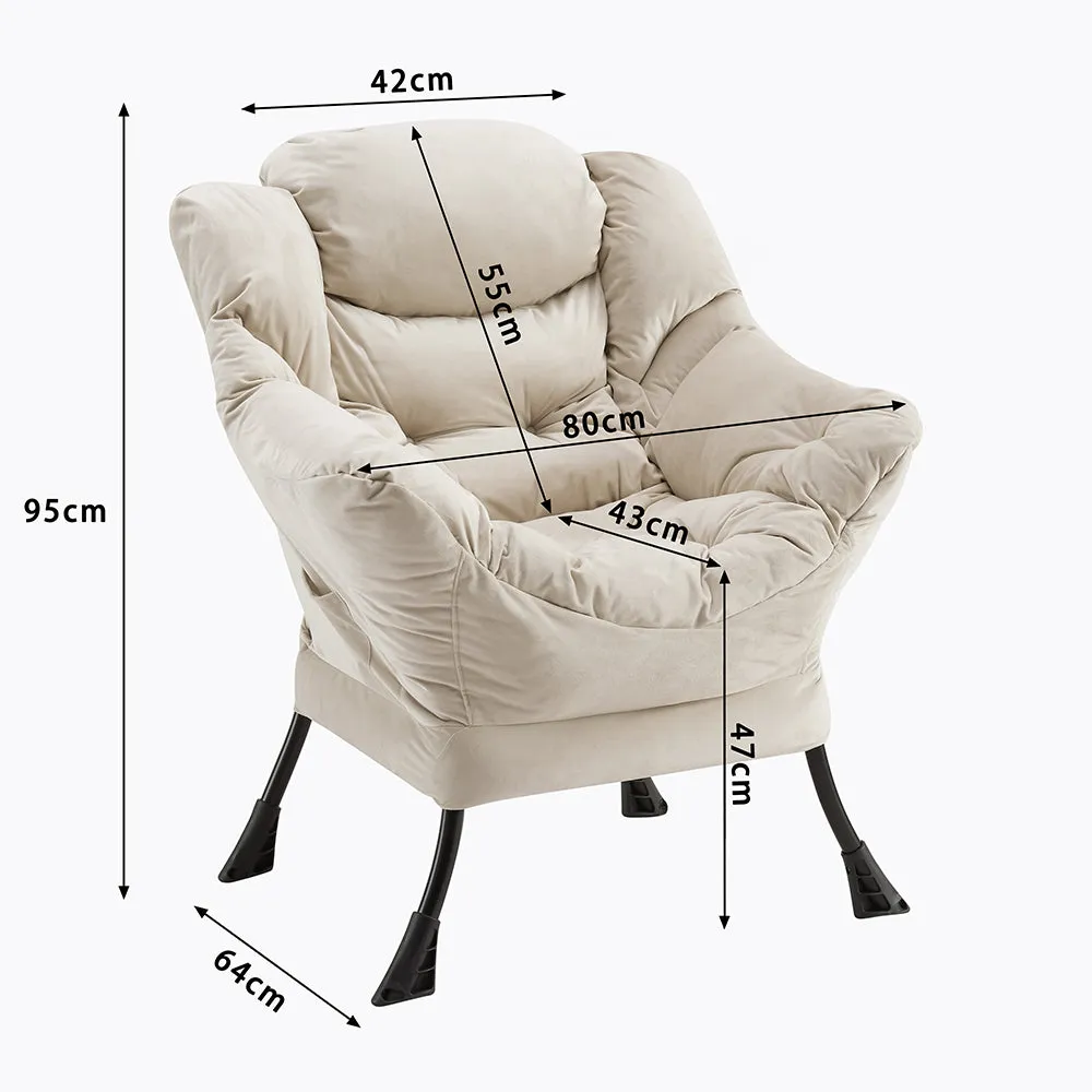 Mellow Lazy Chair, Beige Velvet