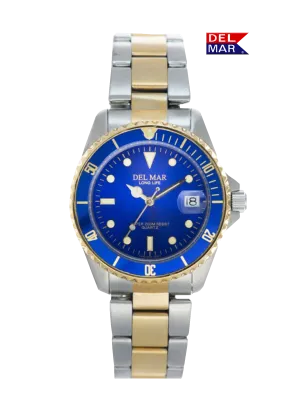 Men's Long Life Classic Coronado Blue Face & Bezel T/T Watch #50119