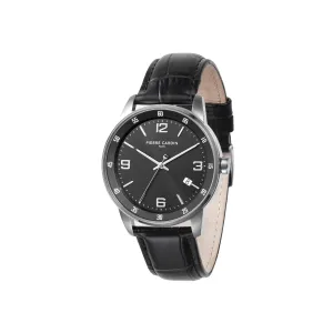 Montrouge Opulent Black Dial watch with Black Leather Strap
