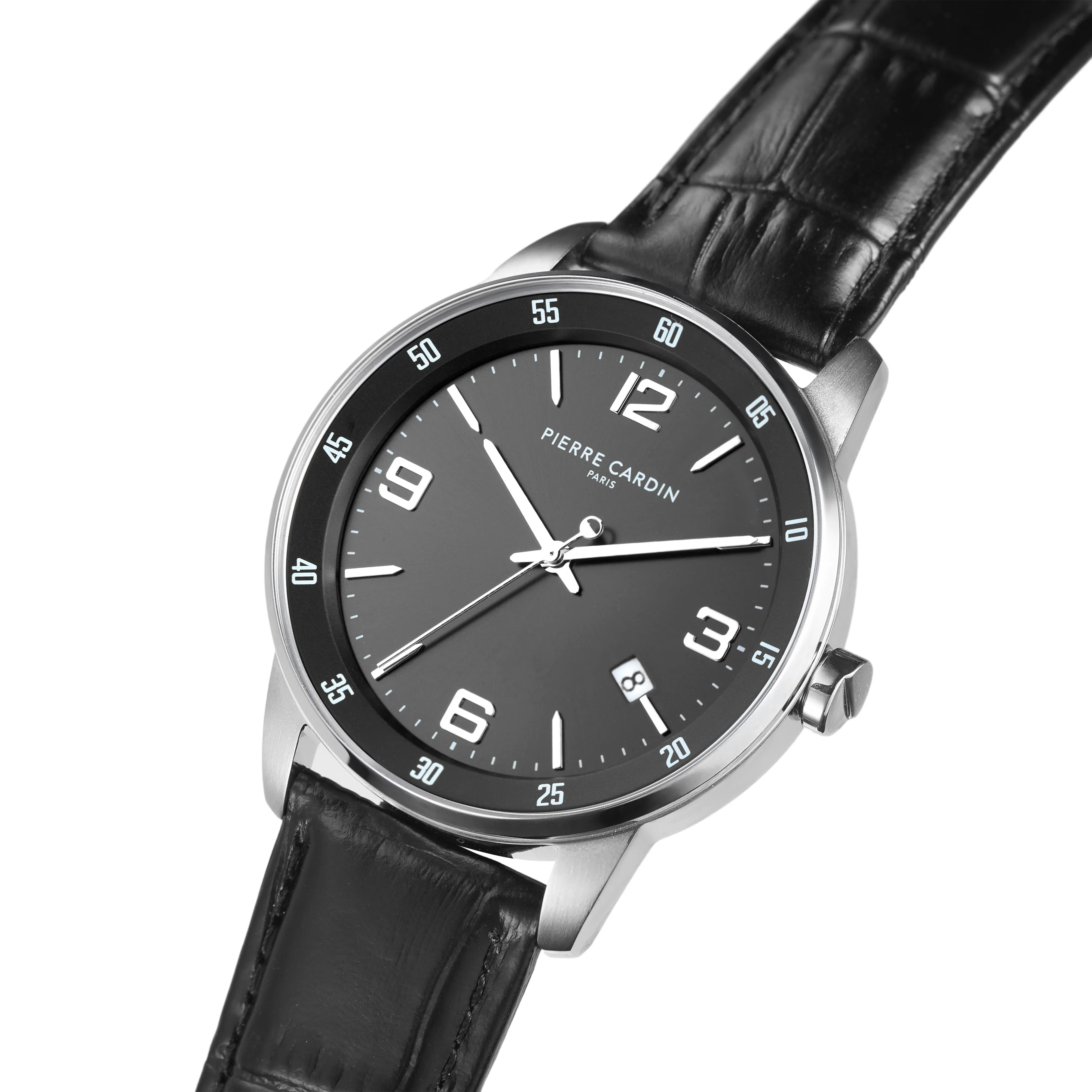Montrouge Opulent Black Dial watch with Black Leather Strap