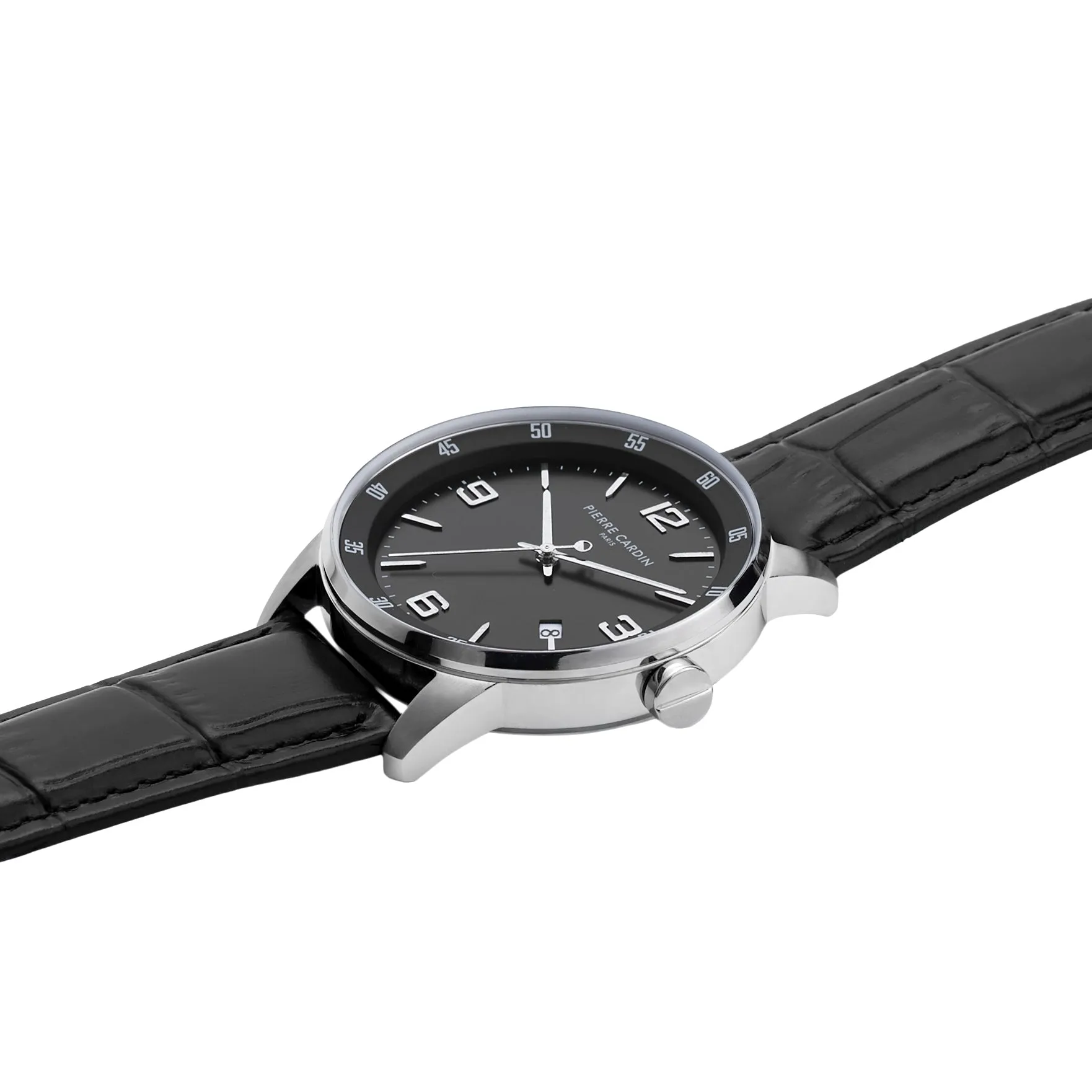 Montrouge Opulent Black Dial watch with Black Leather Strap