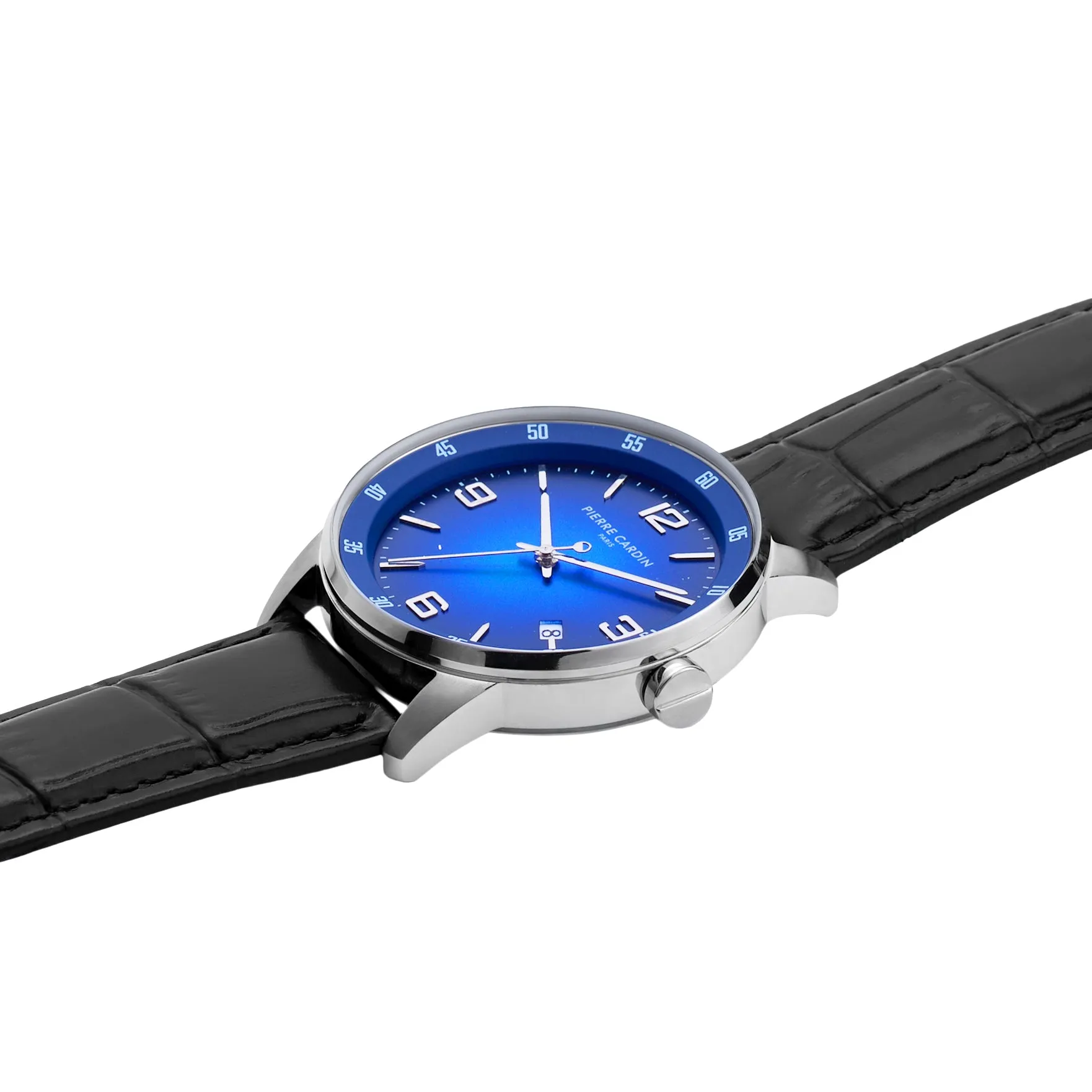 Montrouge Opulent Blue Dial watch with Black Leather Strap