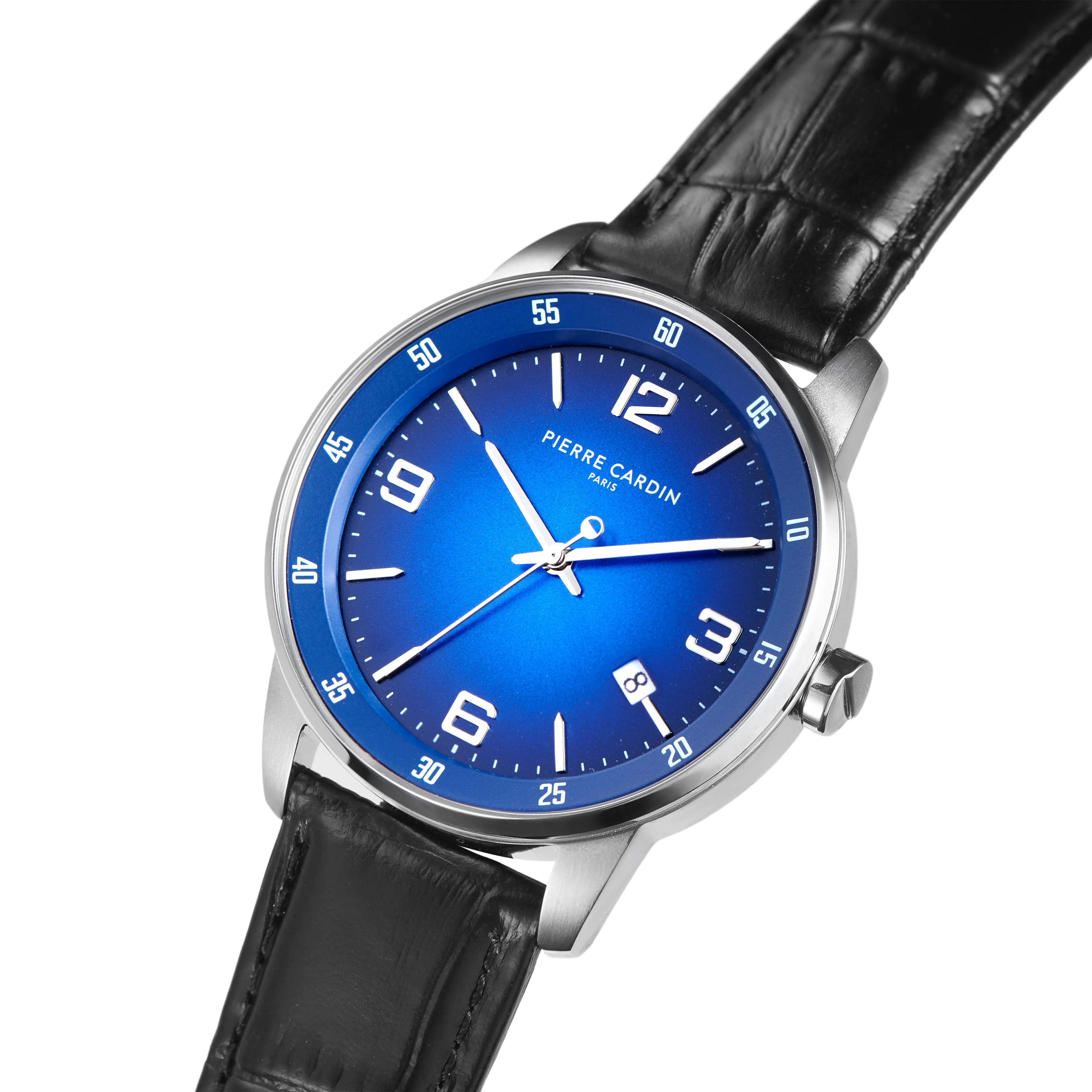 Montrouge Opulent Blue Dial watch with Black Leather Strap