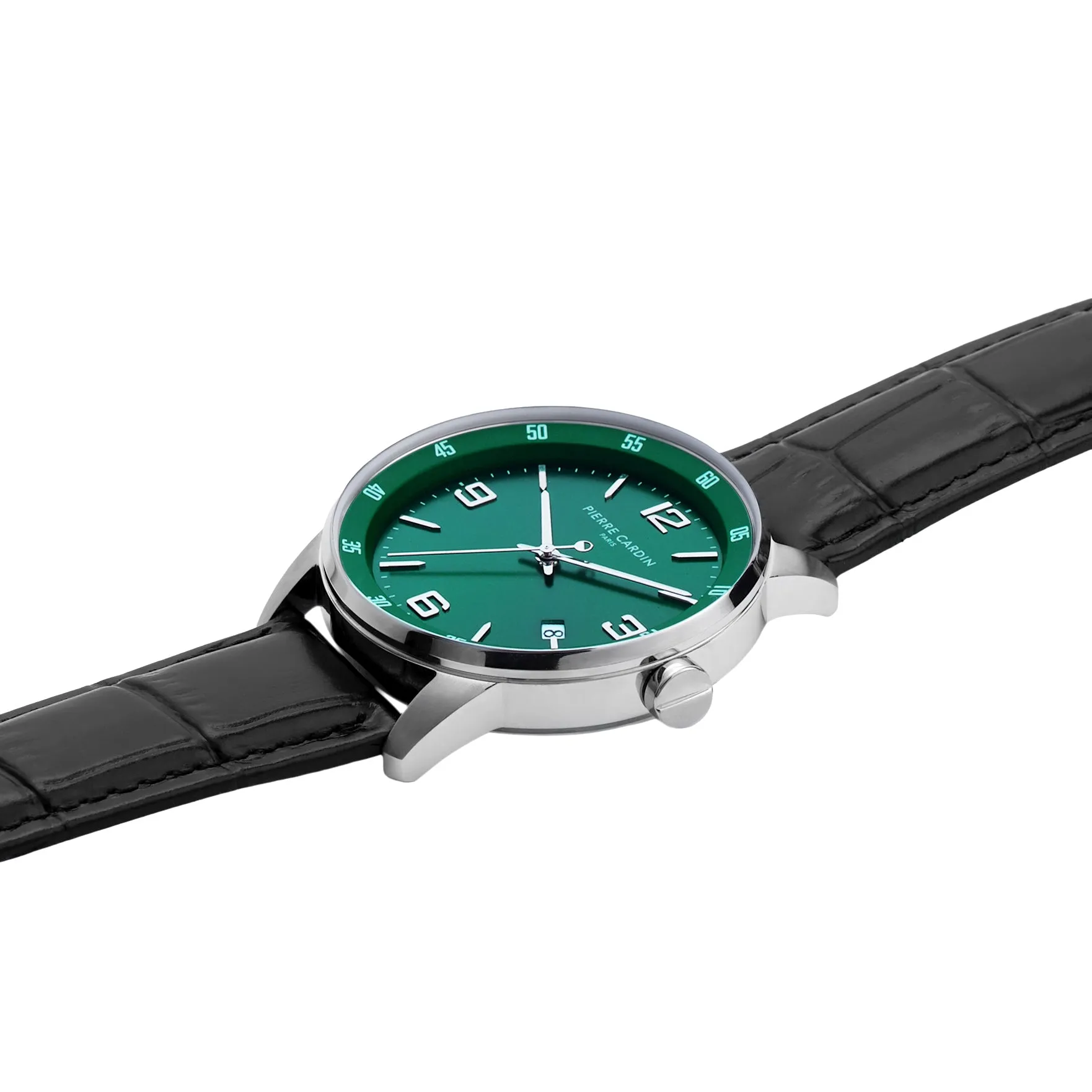 Montrouge Opulent Green Dial watch with Black Leather Strap