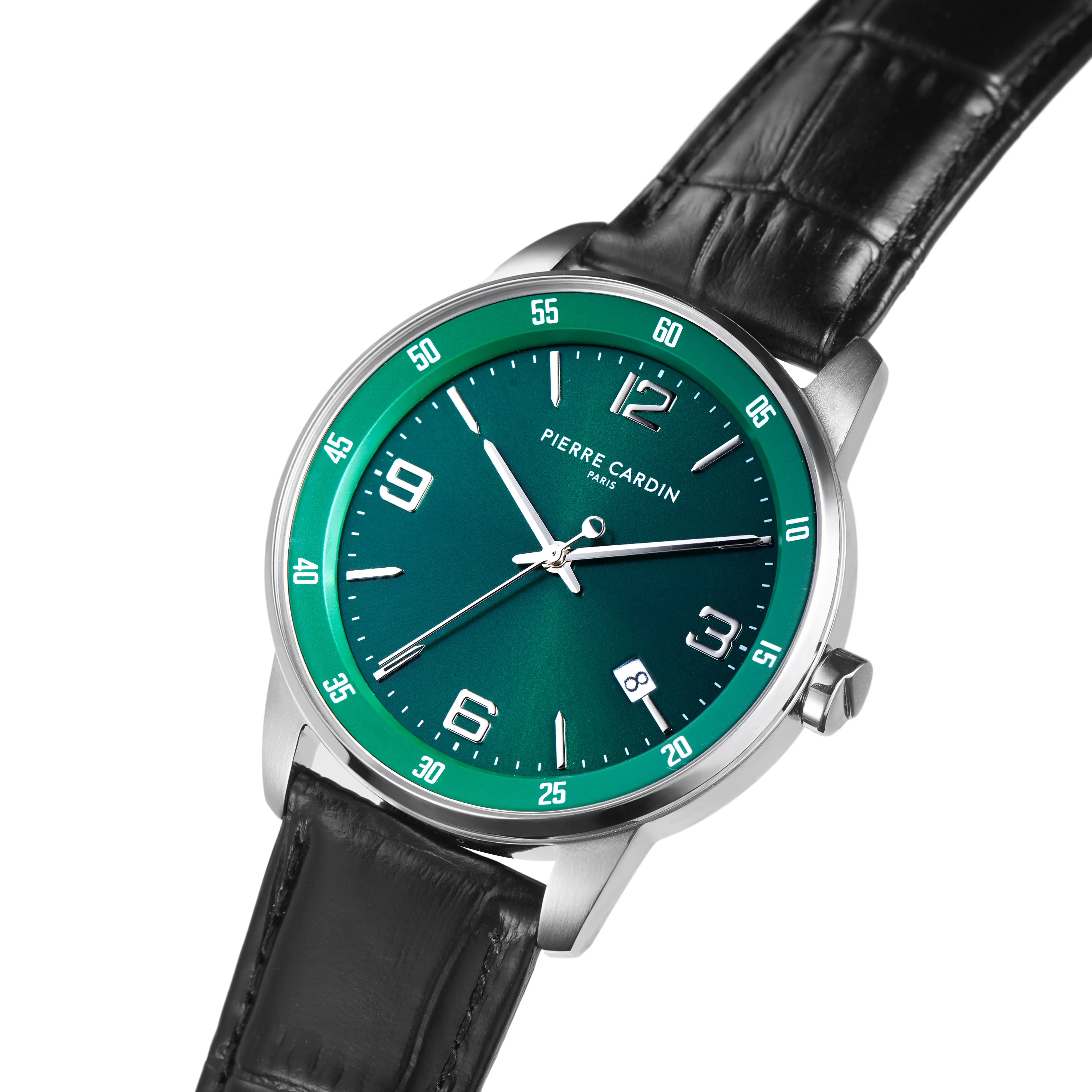 Montrouge Opulent Green Dial watch with Black Leather Strap