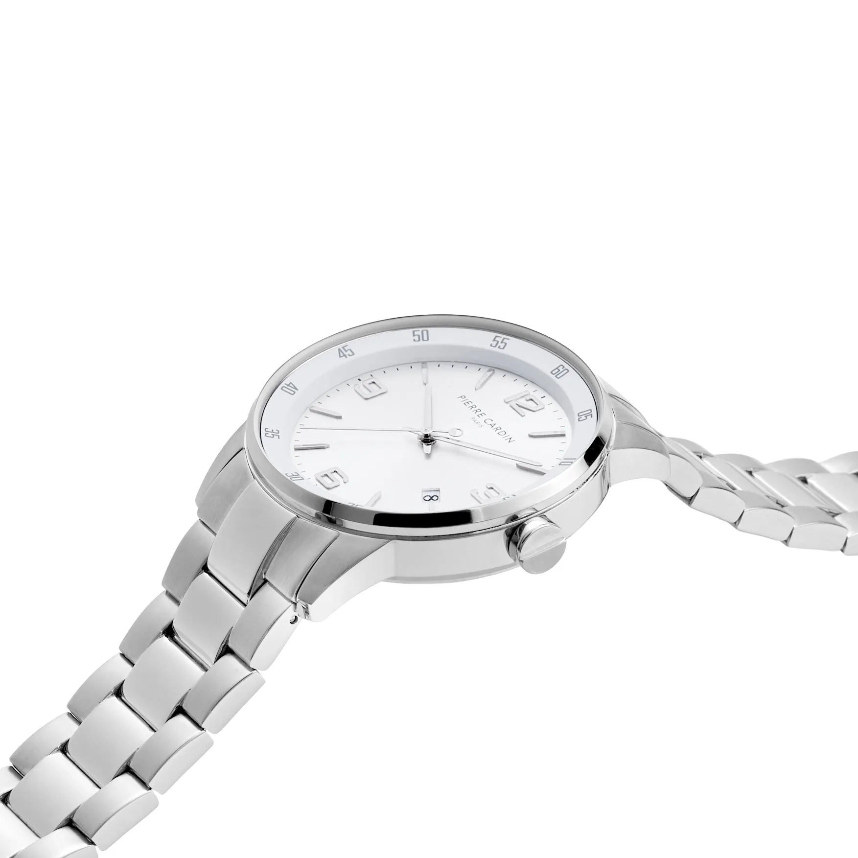 Montrouge Opulent watch with Silver Dial and Metal Links Strap