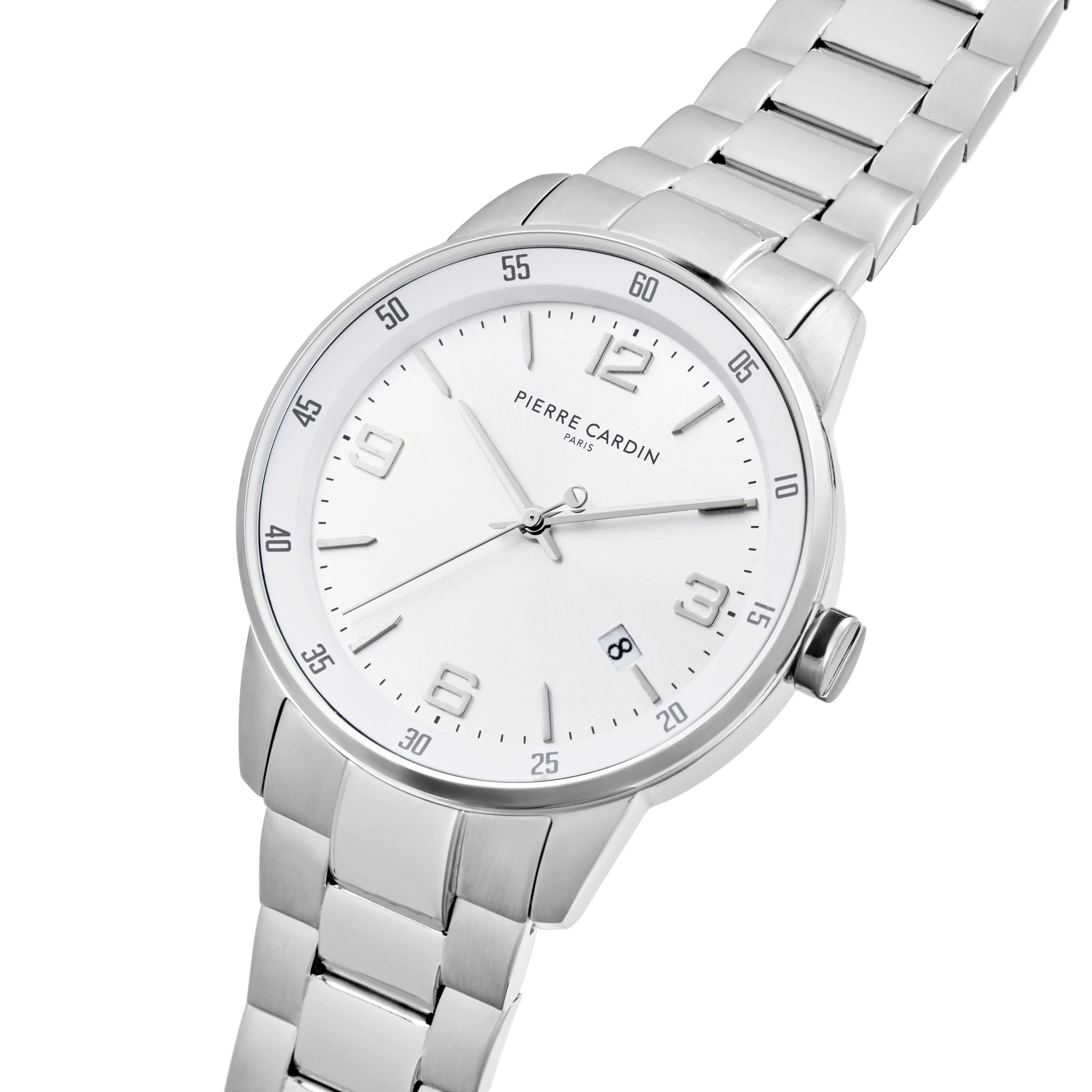 Montrouge Opulent watch with Silver Dial and Metal Links Strap