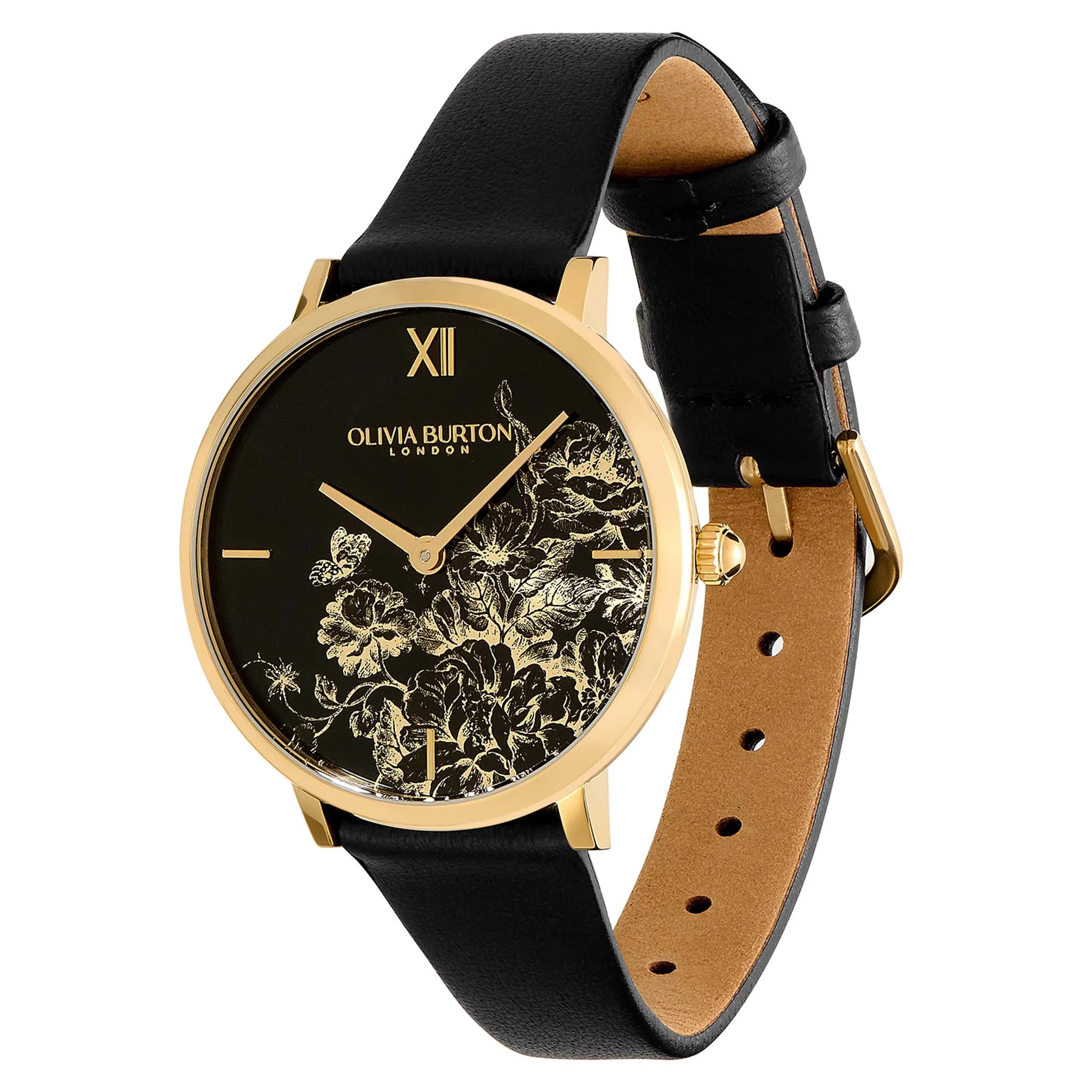 Olivia Burton Black Leather Women's Watch - 24000112