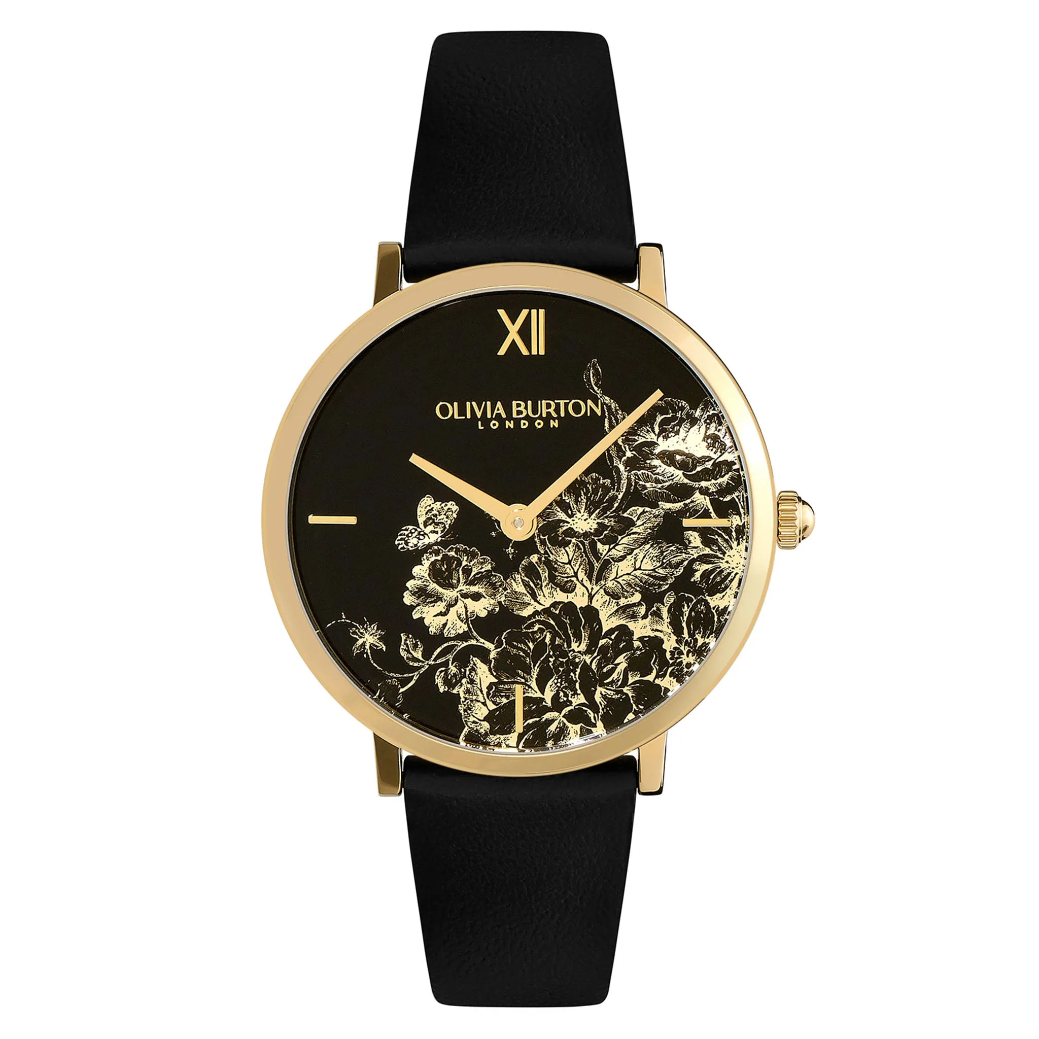 Olivia Burton Black Leather Women's Watch - 24000112