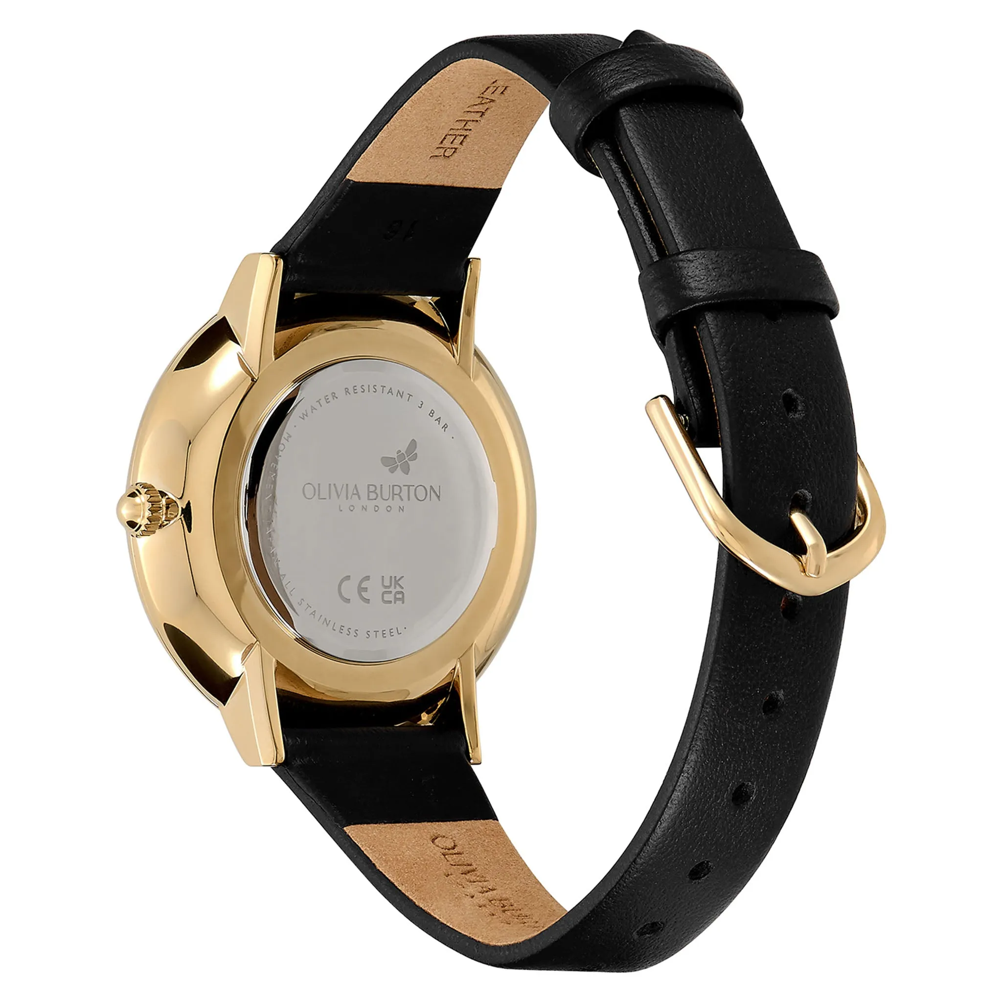 Olivia Burton Black Leather Women's Watch - 24000112