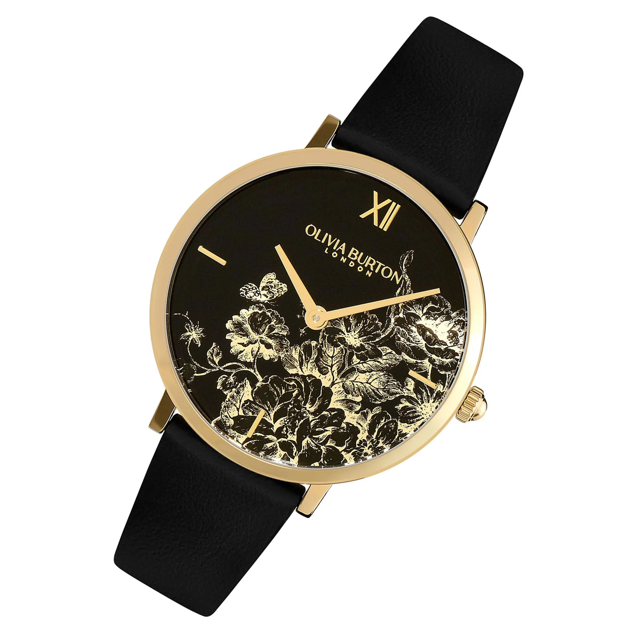 Olivia Burton Black Leather Women's Watch - 24000112