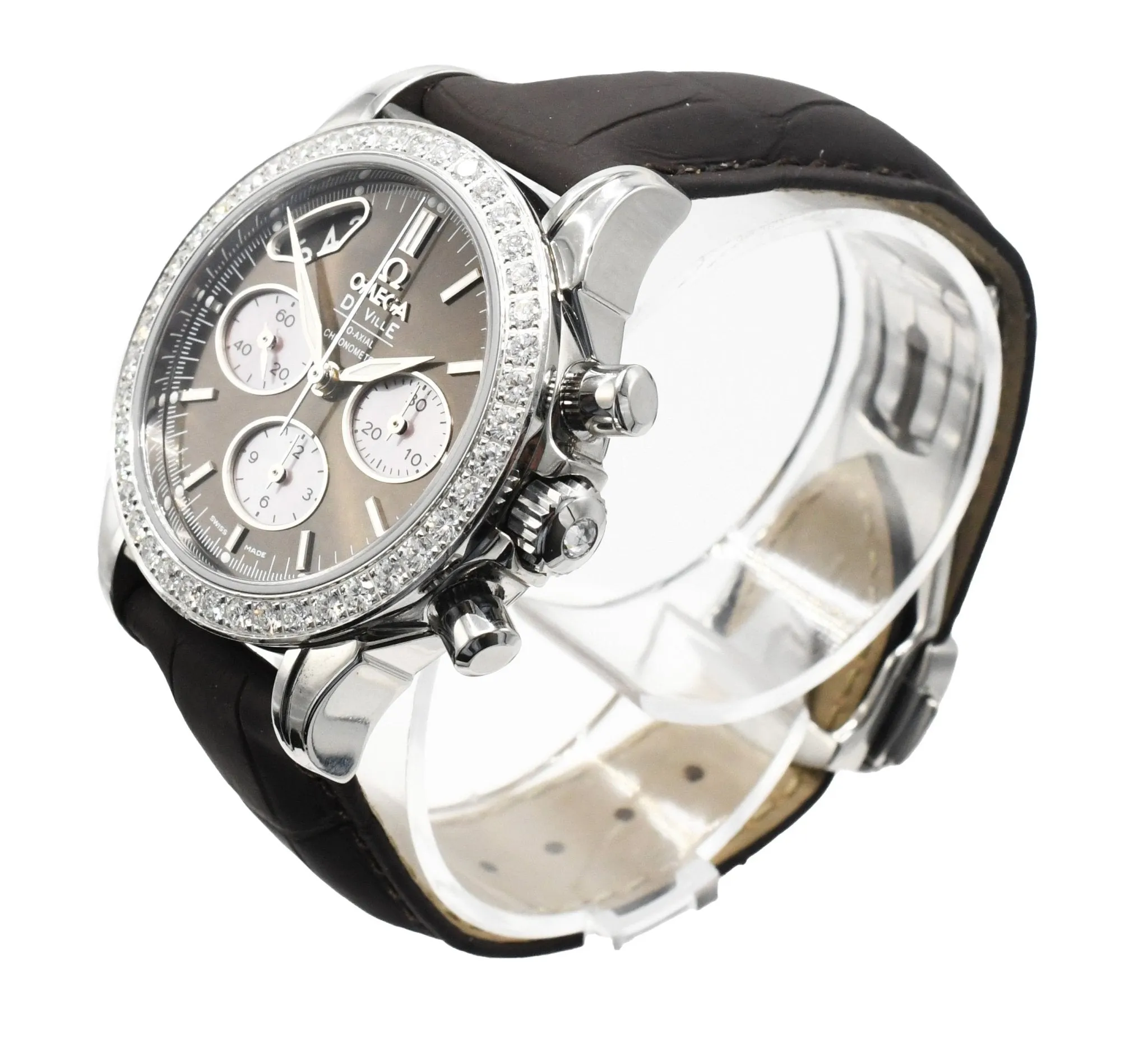 Omega 35mm De Ville Co-Axial Chronograph Steel Diamond Watch