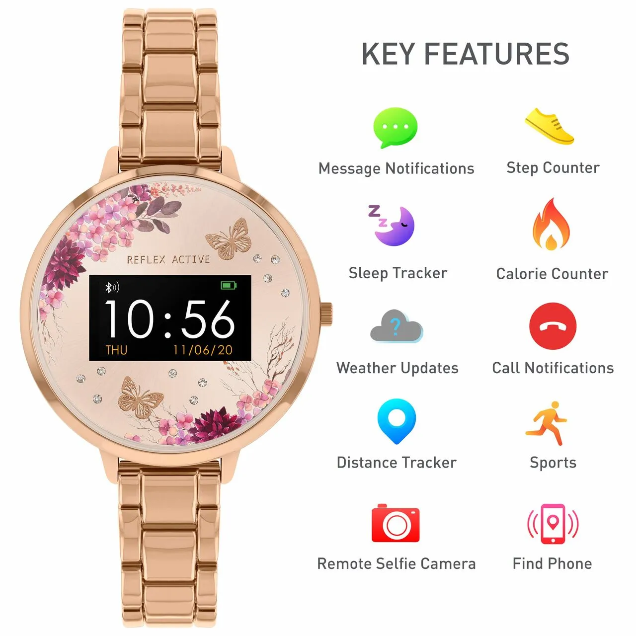 Reflex Active Series 3 Rose Gold Floral Smart Watch