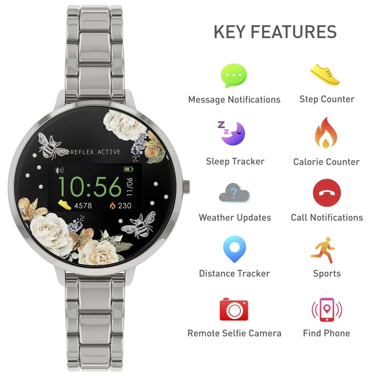 Reflex Active Series 3 Silver Black Bumble Bee Smart Watch