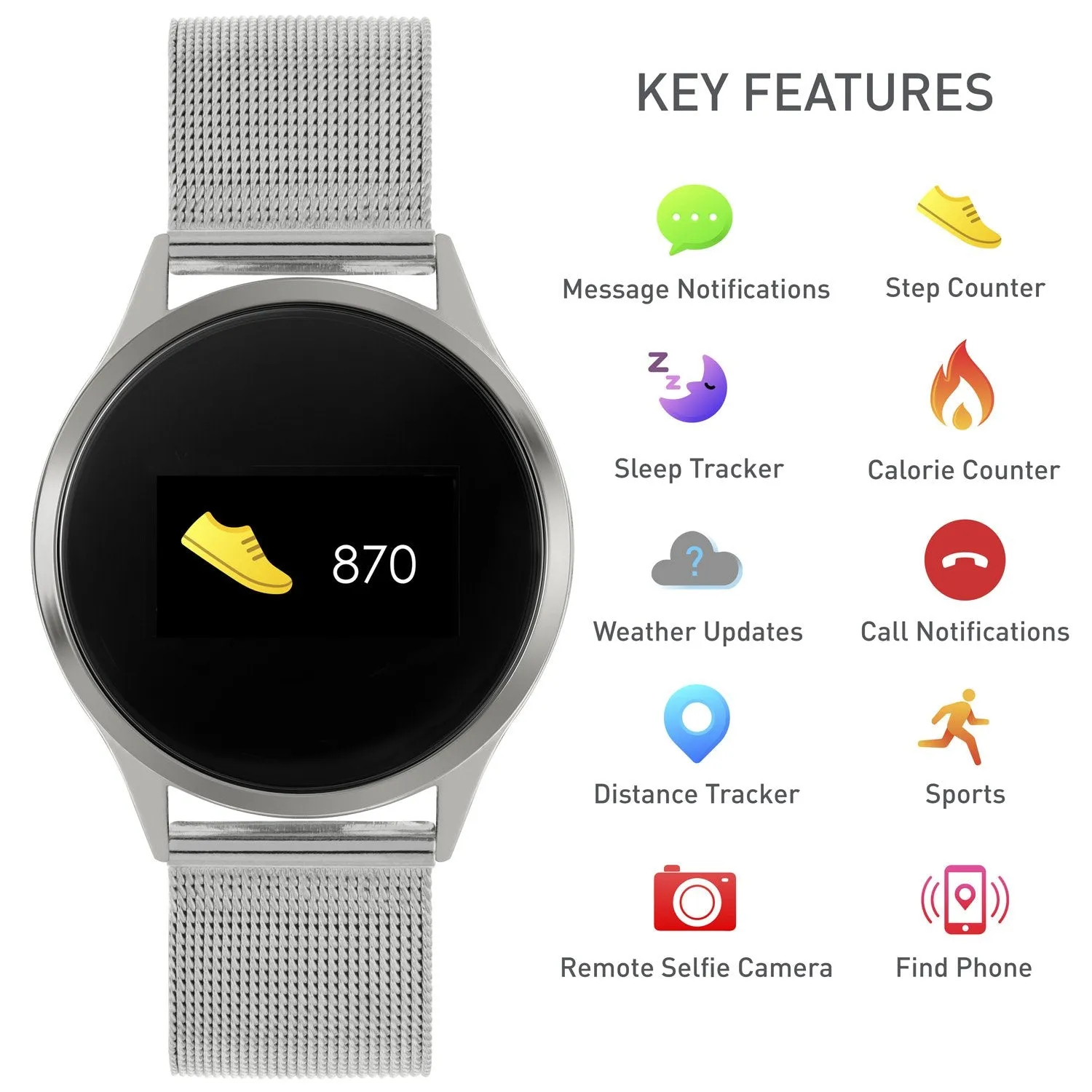 Reflex Active Series 4 Silver Mesh Smart Watch