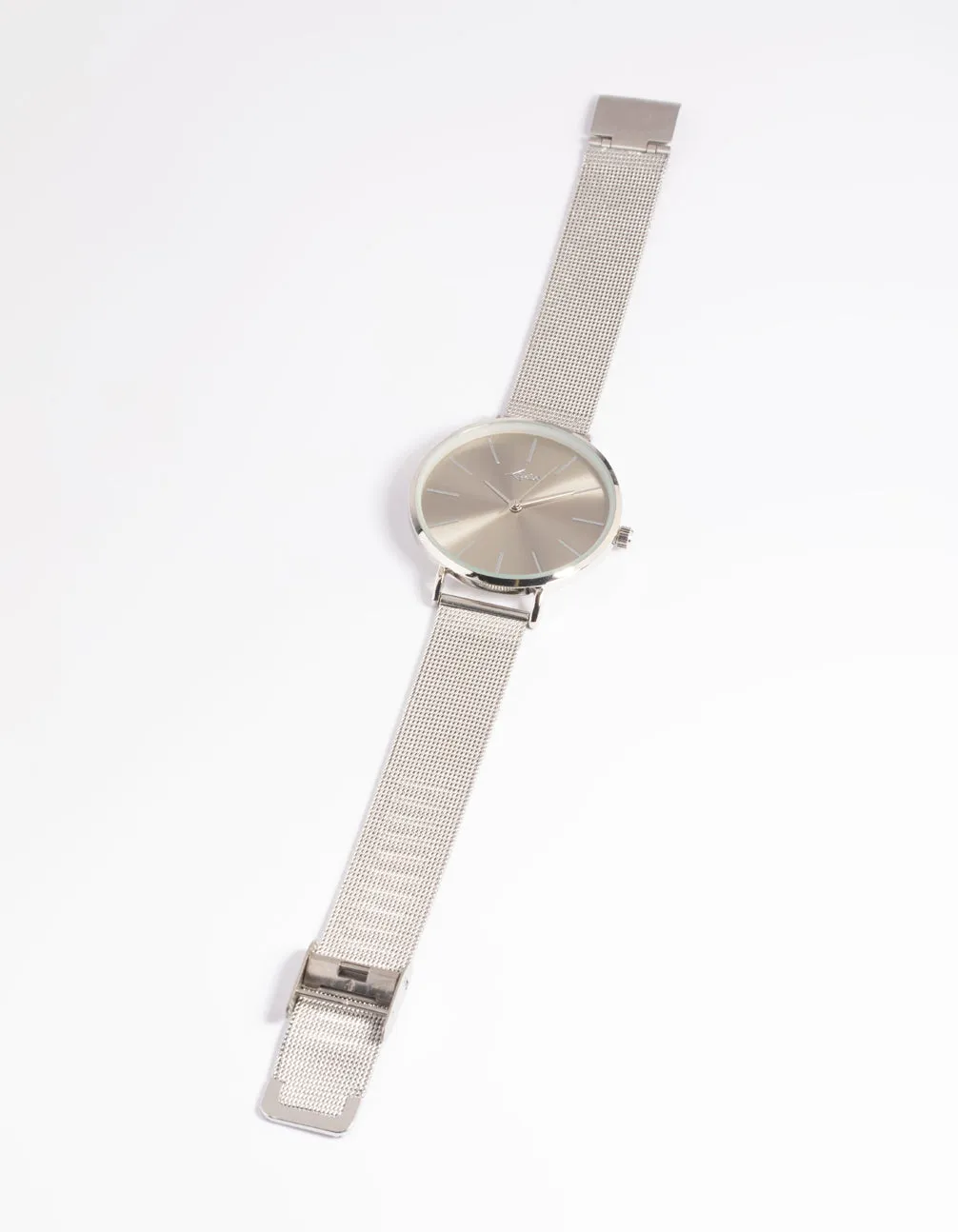 Rhodium Simple Mesh Strap Watch