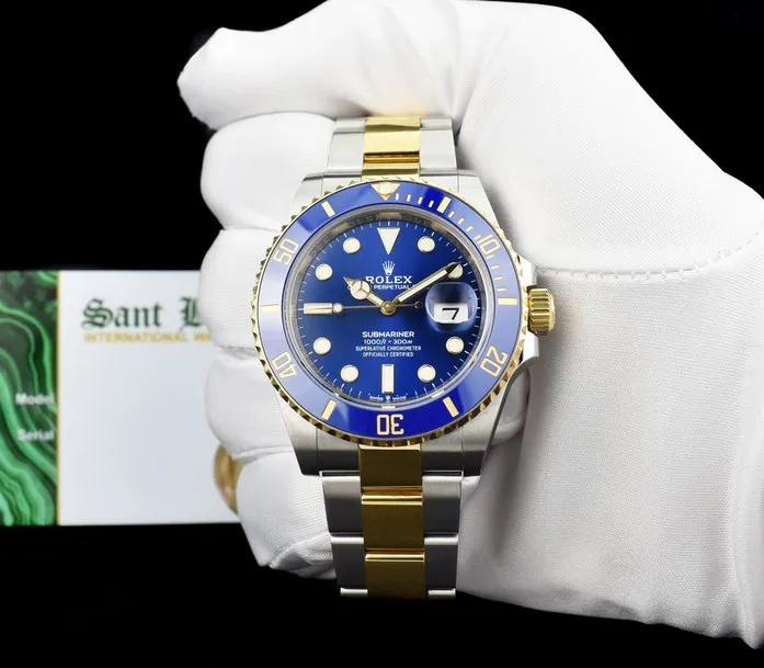 ROLEX - 18kt Gold & SS Submariner 41 Blue Dial Box & CARD 126613