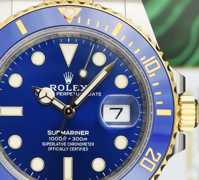 ROLEX - 18kt Gold & SS Submariner 41 Blue Dial Box & CARD 126613