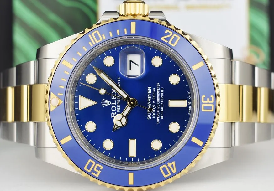 ROLEX - 18kt Gold & SS Submariner 41 Blue Dial Box & CARD 126613