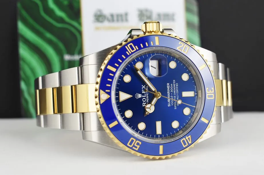 ROLEX - 18kt Gold & SS Submariner 41 Blue Dial Box & CARD 126613