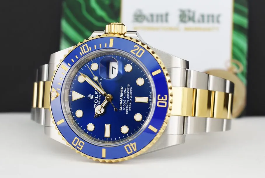ROLEX - 18kt Gold & SS Submariner 41 Blue Dial Box & CARD 126613