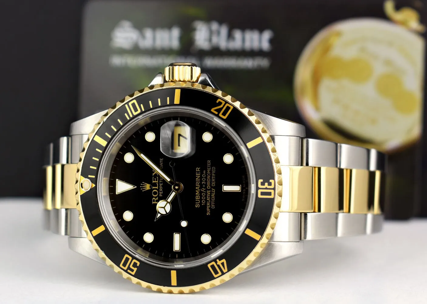 ROLEX - 18kt Gold & SS Submariner Black Dial No Holes Model 16613