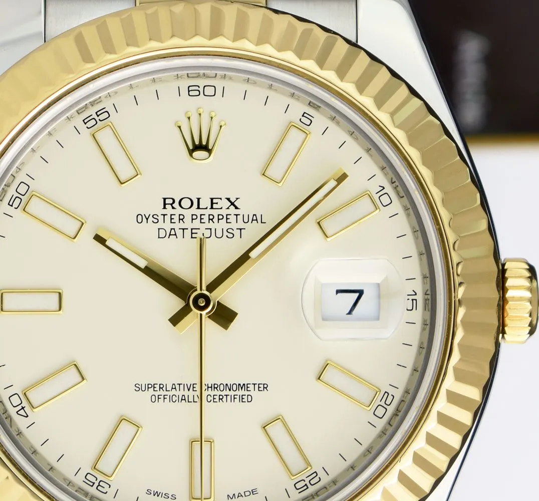 ROLEX 18kt Gold & Stainless Steel DateJust II Ivory Index CARD 116333