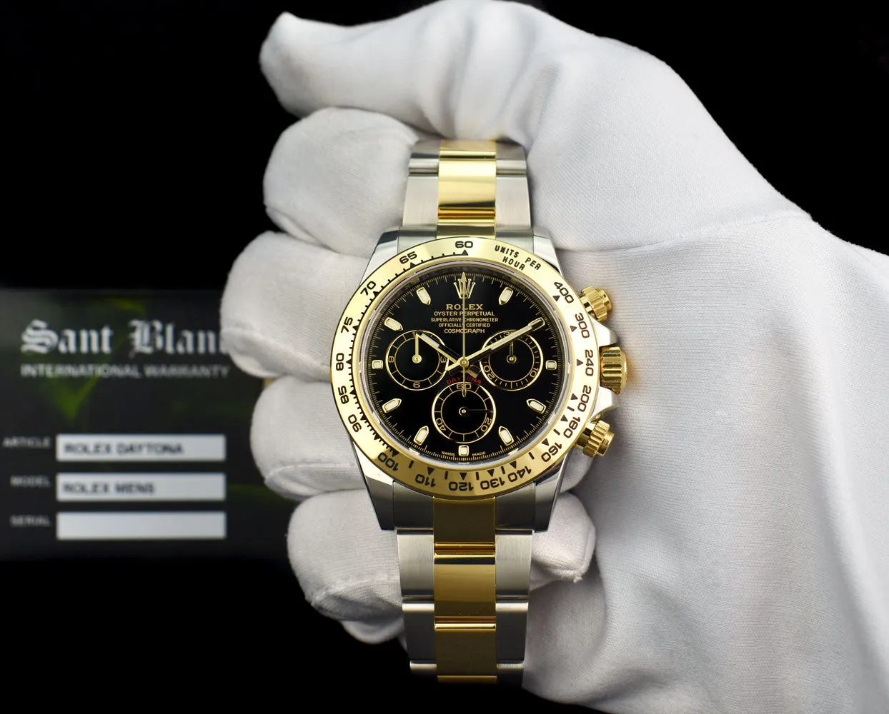 ROLEX 18kt Gold & Stainless Steel Daytona Black Index Dial Model 116503
