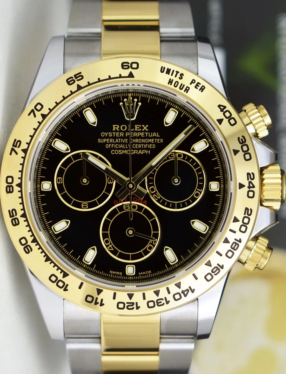 ROLEX 18kt Gold & Stainless Steel Daytona Black Index Dial Model 116503