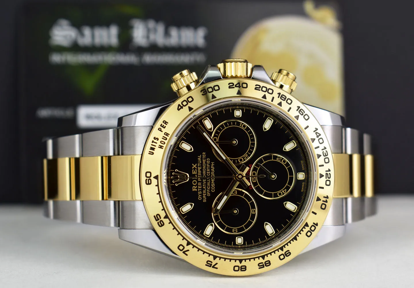 ROLEX 18kt Gold & Stainless Steel Daytona Black Index Dial Model 116503