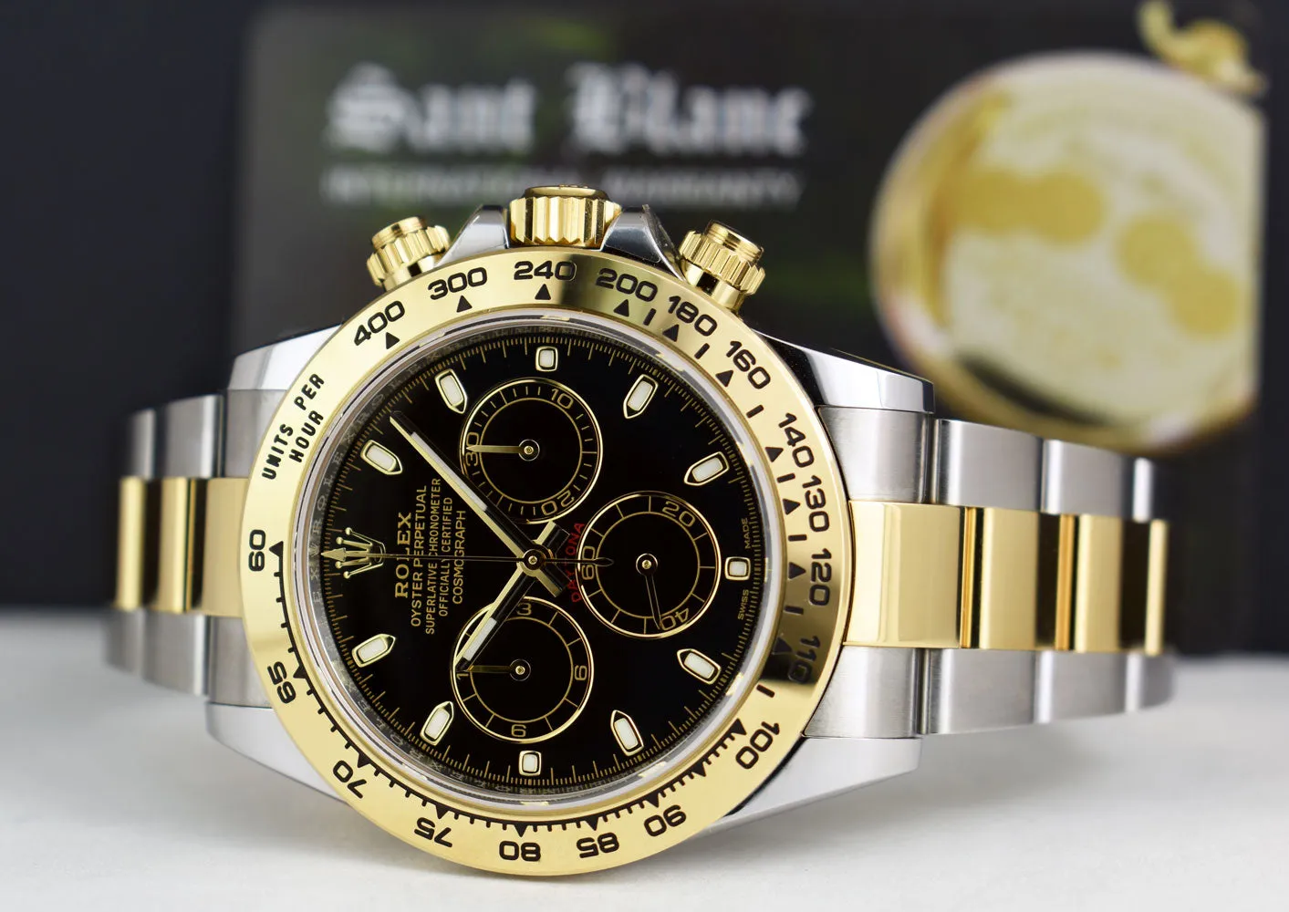 ROLEX 18kt Gold & Stainless Steel Daytona Black Index Dial Model 116503