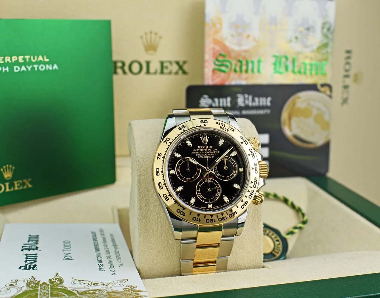 ROLEX 18kt Gold & Stainless Steel Daytona Black Index Dial Model 116503