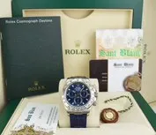 ROLEX - 18kt White Gold DAYTONA Blue Leather Strap Blue Dial 116519