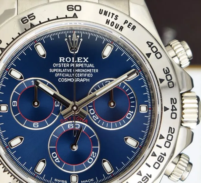 ROLEX - 18kt White Gold DAYTONA Blue Leather Strap Blue Dial 116519