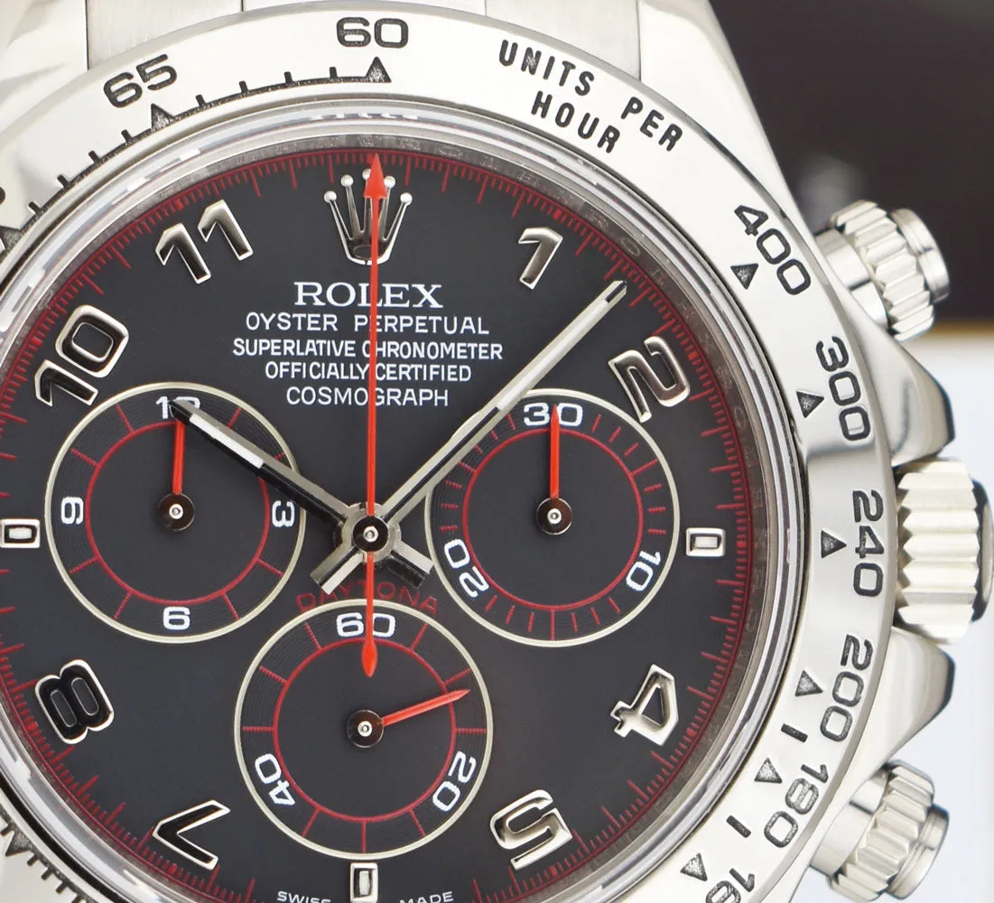 ROLEX 40mm 18kt White Gold DAYTONA Black Arabic "Race" Dial Model 116509