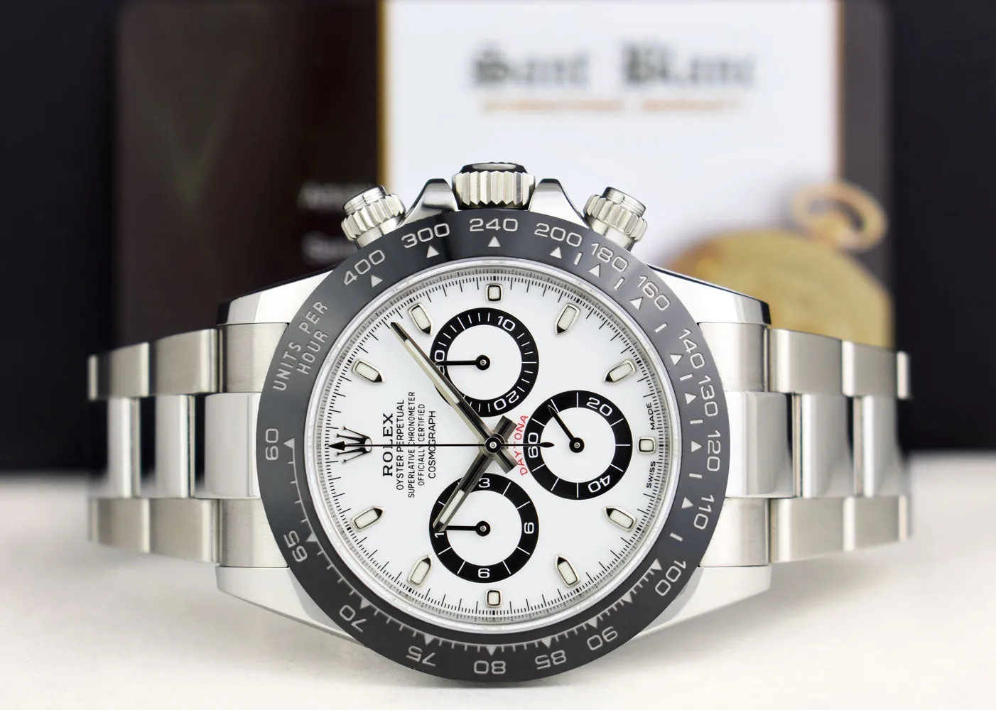 ROLEX 40mm Stainless Steel Daytona White Dial Ceramic Bezel Model 116500LN