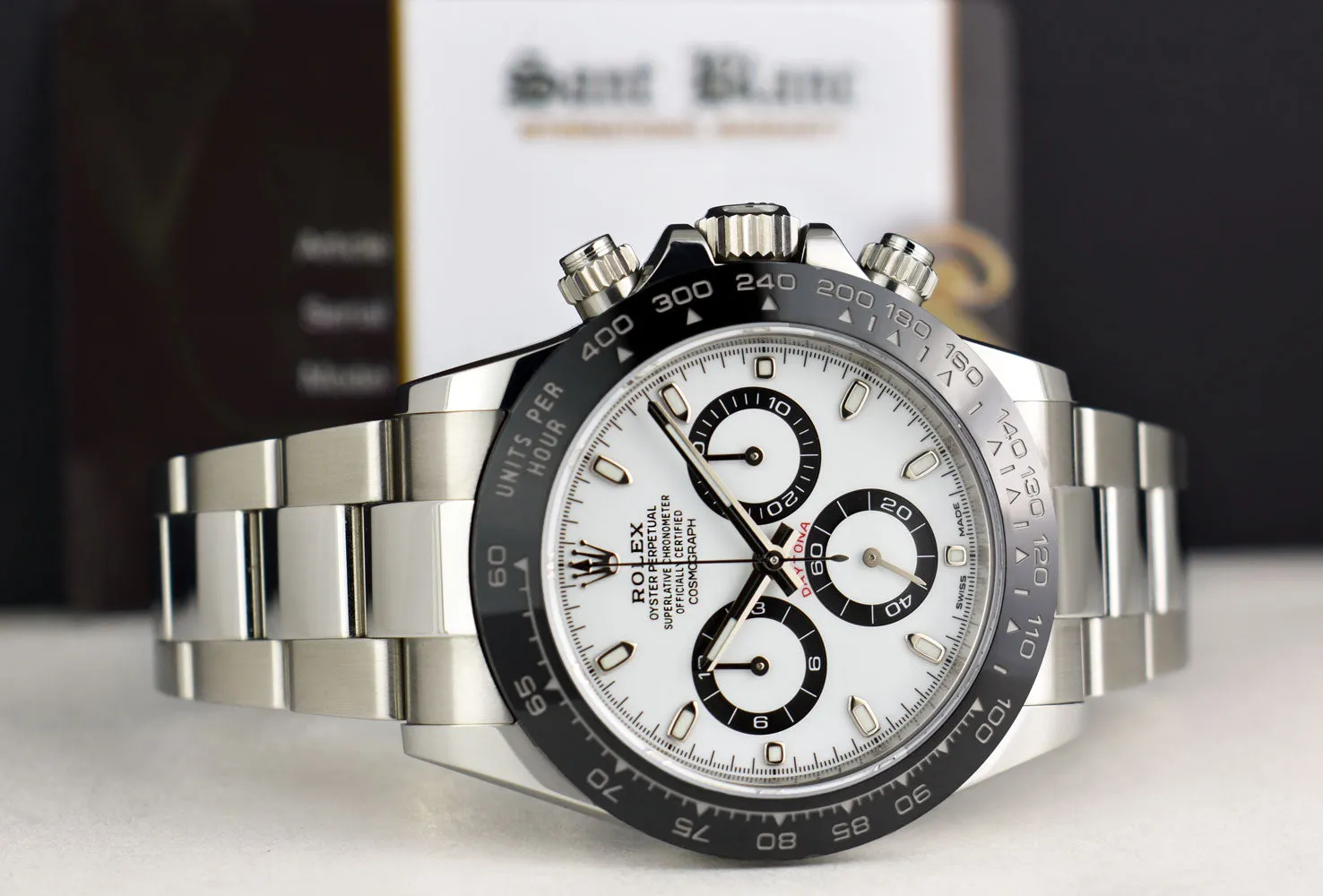 ROLEX 40mm Stainless Steel Daytona White Dial Ceramic Bezel Model 116500LN