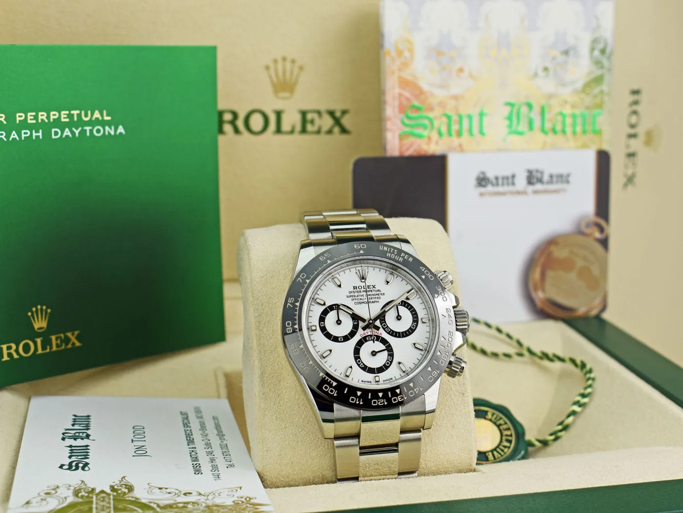ROLEX 40mm Stainless Steel Daytona White Dial Ceramic Bezel Model 116500LN