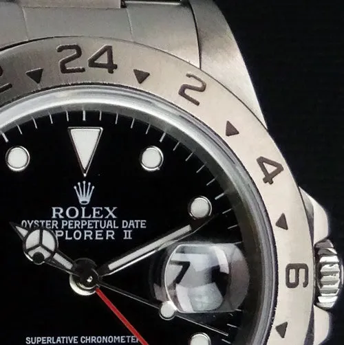 ROLEX 40mm Stainless Steel Explorer II Black Index Dial Model 16570