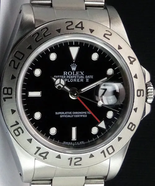 ROLEX 40mm Stainless Steel Explorer II Black Index Dial Model 16570